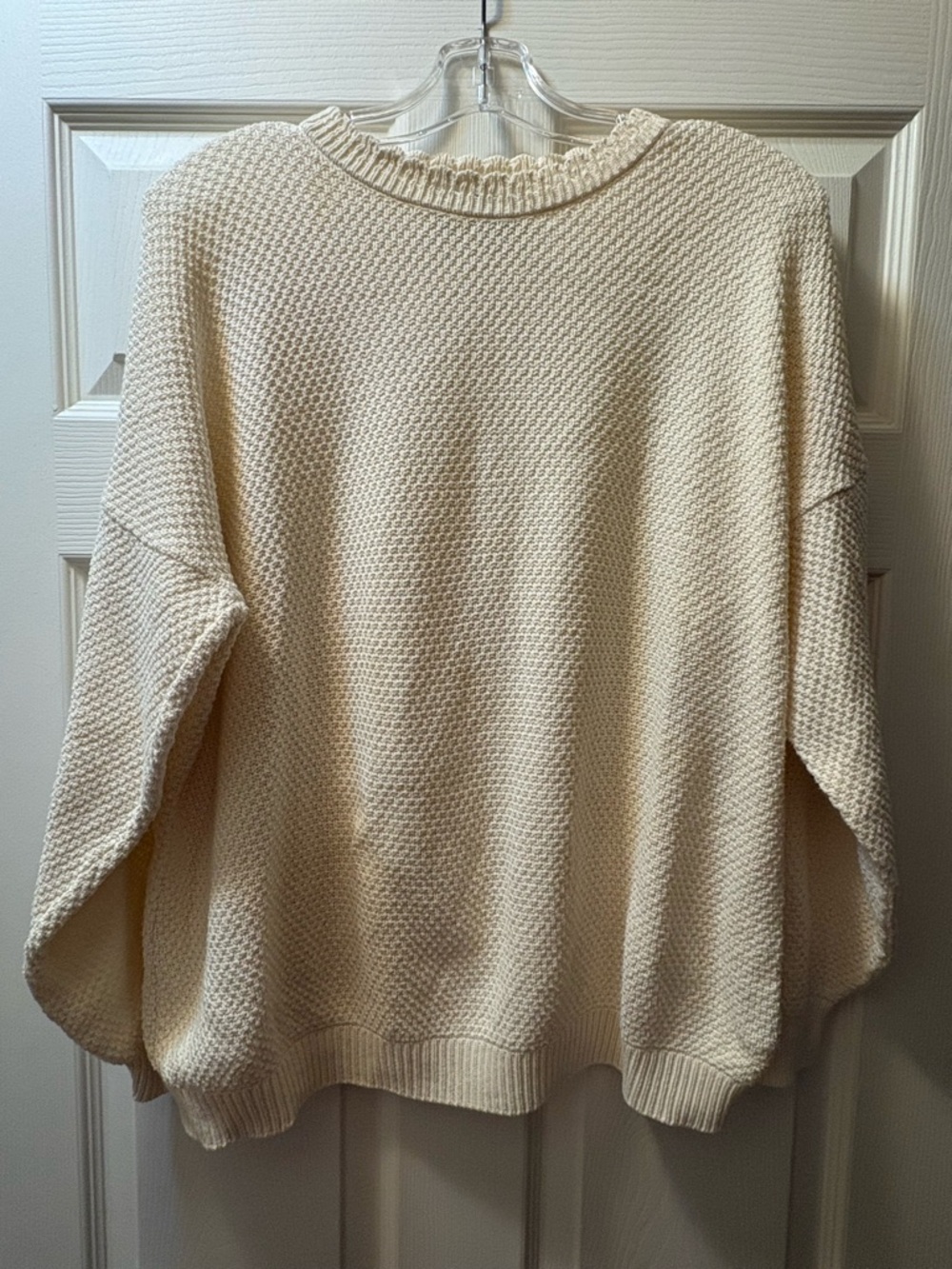 Vintage Tamra Cream Waffle Knit Oversized Crewneck Sweater